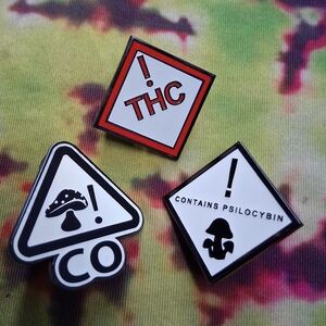 Colorado Psychedelic Warning Sign Pins